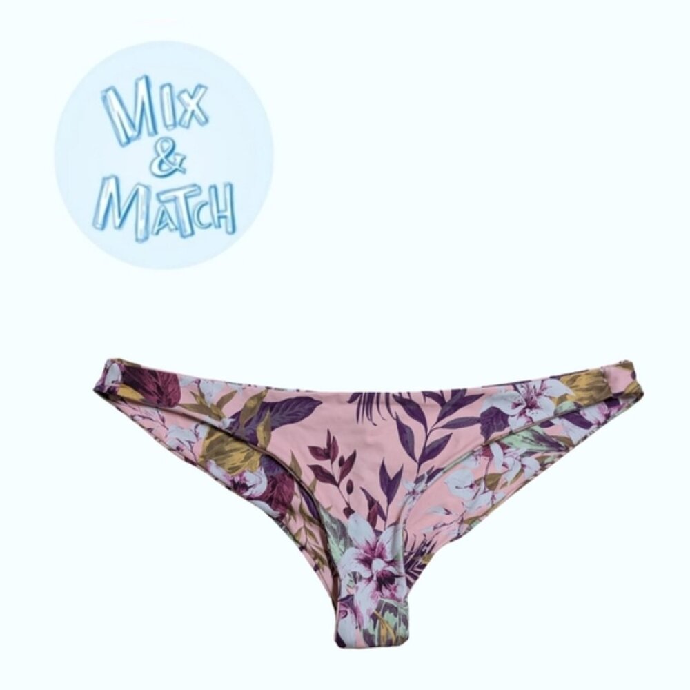 Quintsoul NWT Low Rise Brazilian Skimpy Bottoms Pink Floral Print XL